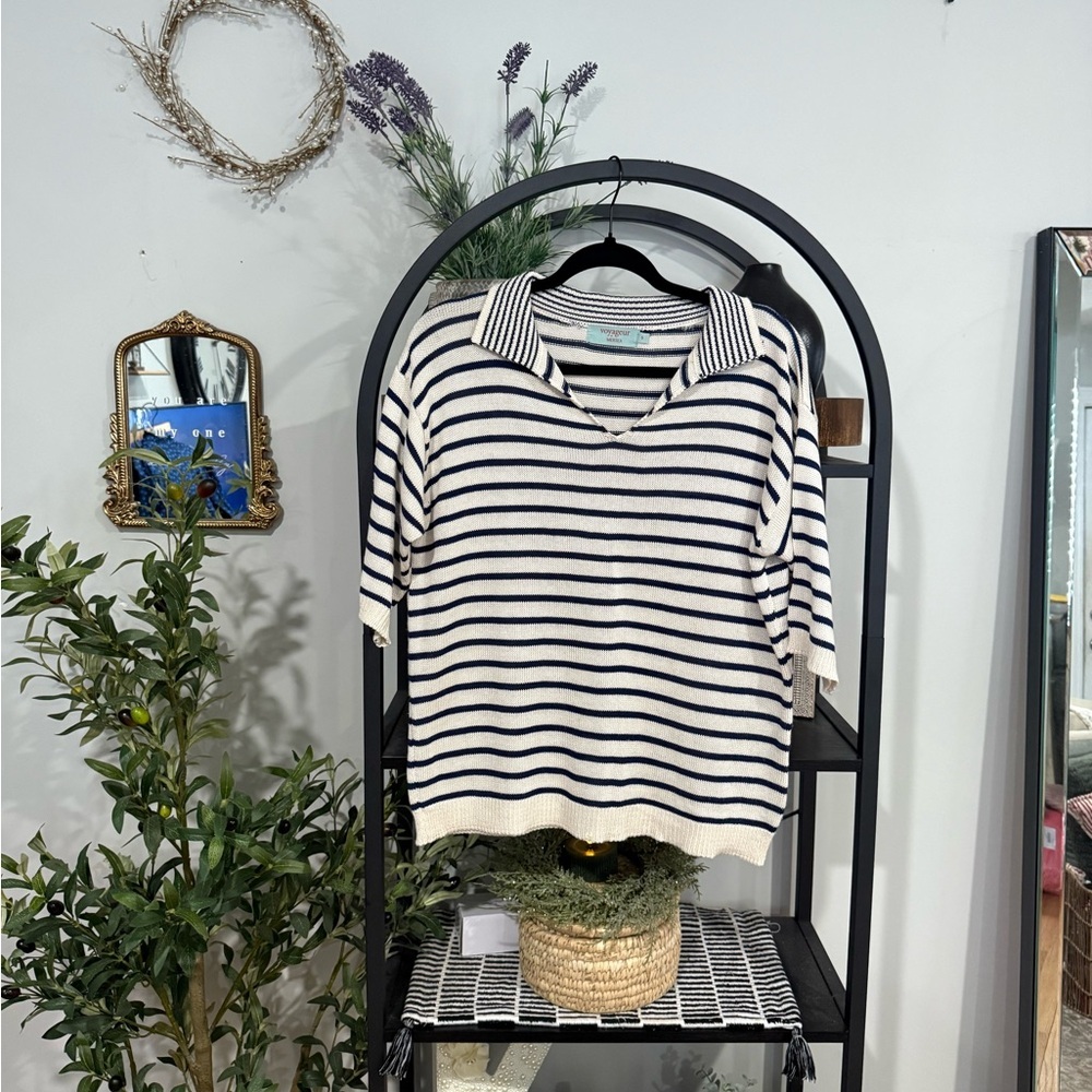 Voyageur by Mersea Striped Knit Polo Sweater – Size Small